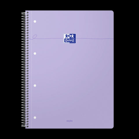 OXFORD Cahier à spirales Smart # A4+ - Grands carreaux - 160 pages détachables - Couverture cartonnée souple - Compatible Scribzee - Violet pastel