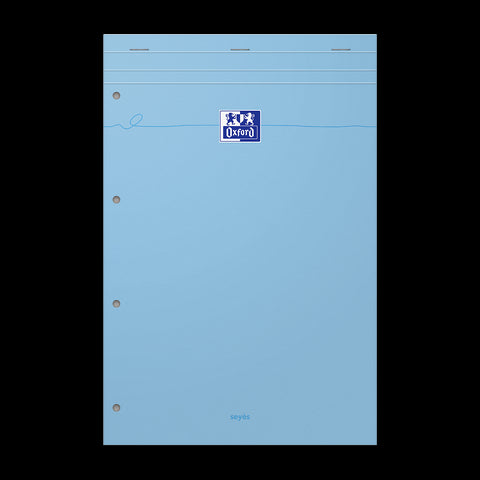 OXFORD bloc notes perforé Smart # A4+ - Grands carreaux - 80 feuilles agrafées (160 pages) - Compatible Scribzee - Bleu pastel