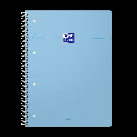 OXFORD Cahier à spirales Smart # A4+ - Grands carreaux - 160 pages détachables - Couverture cartonnée souple - Compatible Scribzee - Bleu pastel