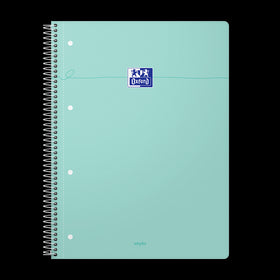 OXFORD Cahier à spirales Smart # A4+ - Grands carreaux - 160 pages détachables - Couverture cartonnée souple - Compatible Scribzee - Vert pastel