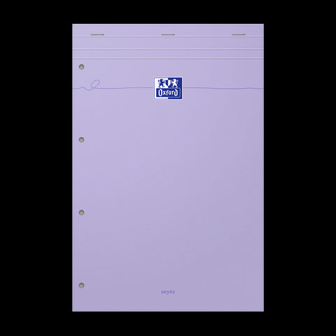 OXFORD bloc notes perforé Smart # A4+ - Grands carreaux - 80 feuilles agrafées (160 pages) - Compatible Scribzee - Violet pastel