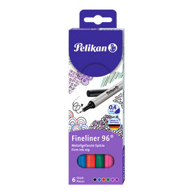 Pochette de 6 stylos-feutres PELIKAN Fineliner 96 - Coloris assortis