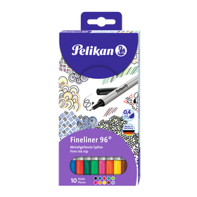 Pochette de 10 stylos-feutres PELIKAN Fineliner 96 - Coloris assortis