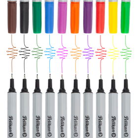 Pochette de 10 stylos-feutres PELIKAN Fineliner 96 - Coloris assortis