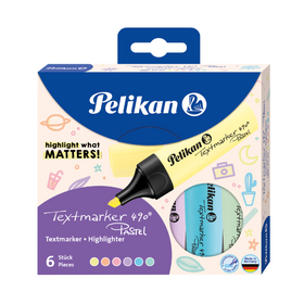 Pochette de 6 surligneurs PELIKAN 490 - Coloris assortis Pastel