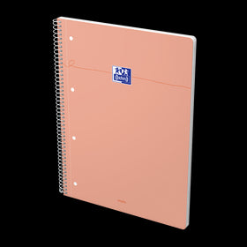 OXFORD Cahier à spirales Smart # A4+ - Grands carreaux - 160 pages détachables - Couverture cartonnée souple - Compatible Scribzee - Orange pastel