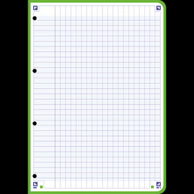 Feuilles Simples COLOR SYSTEM OXFORD # 200 pages A4 perforées - grands carreaux - 5 couleurs de cadres