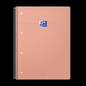 OXFORD Cahier à spirales Smart # A4+ - Grands carreaux - 160 pages détachables - Couverture cartonnée souple - Compatible Scribzee - Orange pastel