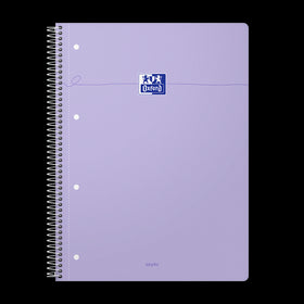 OXFORD Cahier à spirales Smart # A4+ - Grands carreaux - 160 pages détachables - Couverture cartonnée souple - Compatible Scribzee - Violet pastel