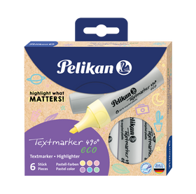 Pochette de 6 surligneurs PELIKAN 490 ECO coloris assortis Pastel