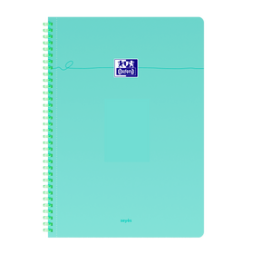 OXFORD Cahier à spirales souples Smart # A4+ - Grands carreaux - 100 pages  - Couverture cartonnée souple - Compatible Scribzee - Vert pastel