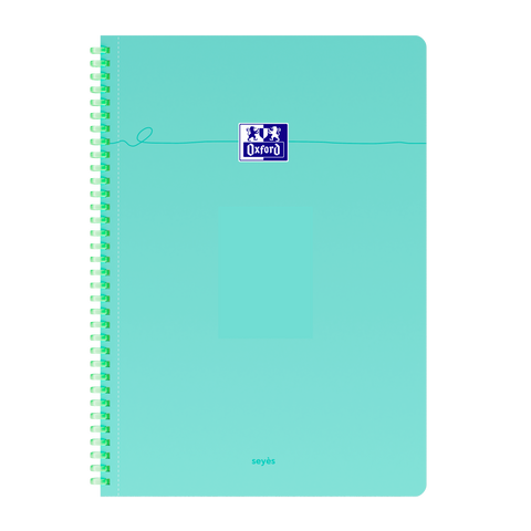 OXFORD Cahier à spirales souples Smart # A4+ - Grands carreaux - 100 pages  - Couverture cartonnée souple - Compatible Scribzee - Vert pastel