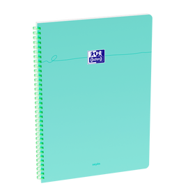 OXFORD Cahier à spirales souples Smart # A4+ - Grands carreaux - 100 pages  - Couverture cartonnée souple - Compatible Scribzee - Vert pastel