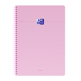 OXFORD Cahier à spirales souples Smart # A4+ - Grands carreaux - 100 pages  - Couverture cartonnée souple - Compatible Scribzee - Rose pastel