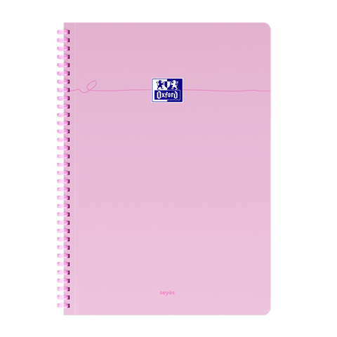 OXFORD Cahier à spirales souples Smart # A4+ - Grands carreaux - 100 pages  - Couverture cartonnée souple - Compatible Scribzee - Rose pastel