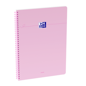 OXFORD Cahier à spirales souples Smart # A4+ - Grands carreaux - 100 pages  - Couverture cartonnée souple - Compatible Scribzee - Rose pastel