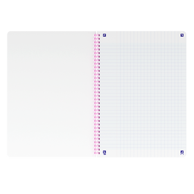 OXFORD Cahier à spirales souples Smart # A4+ - Grands carreaux - 100 pages  - Couverture cartonnée souple - Compatible Scribzee - Rose pastel