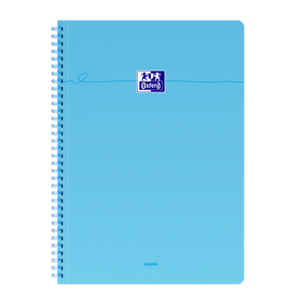 OXFORD Cahier à spirales souples Smart # A4+ - Grands carreaux - 100 pages  - Couverture cartonnée souple - Compatible Scribzee - Bleu pastel