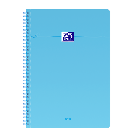 OXFORD Cahier à spirales souples Smart # A4+ - Grands carreaux - 100 pages  - Couverture cartonnée souple - Compatible Scribzee - Bleu pastel