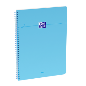 OXFORD Cahier à spirales souples Smart # A4+ - Grands carreaux - 100 pages  - Couverture cartonnée souple - Compatible Scribzee - Bleu pastel