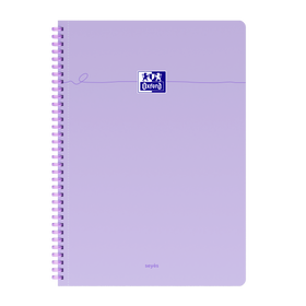 OXFORD Cahier à spirales souples Smart # A4+ - Grands carreaux - 100 pages  - Couverture cartonnée souple - Compatible Scribzee - Violet pastel