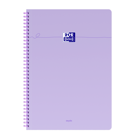 OXFORD Cahier à spirales souples Smart # A4+ - Grands carreaux - 100 pages  - Couverture cartonnée souple - Compatible Scribzee - Violet pastel
