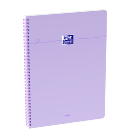OXFORD Cahier à spirales souples Smart # A4+ - Grands carreaux - 100 pages  - Couverture cartonnée souple - Compatible Scribzee - Violet pastel