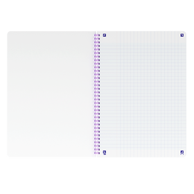 OXFORD Cahier à spirales souples Smart # A4+ - Grands carreaux - 100 pages  - Couverture cartonnée souple - Compatible Scribzee - Violet pastel