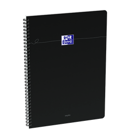 OXFORD Cahier à spirales souples Smart # A4+ - Grands carreaux - 100 pages  - Couverture cartonnée souple - Compatible Scribzee - Noir