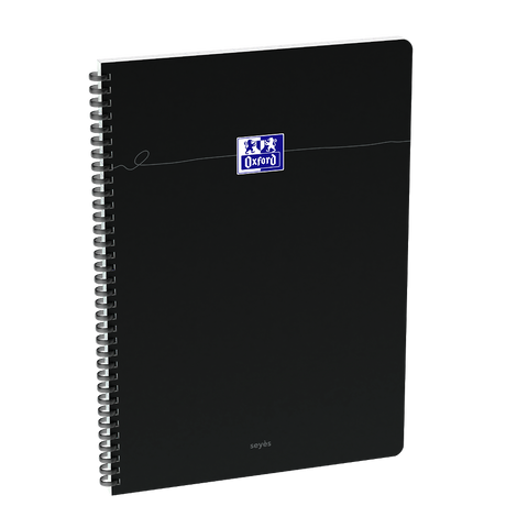 OXFORD Cahier à spirales souples Smart # A4+ - Grands carreaux - 100 pages  - Couverture cartonnée souple - Compatible Scribzee - Noir
