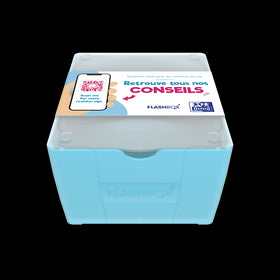 OXFORD FLASHBOX # Capacité : 500 flashcards Flash 2.0 (7,5x12,5 cm) - Polypropylène - Bleu pastel 