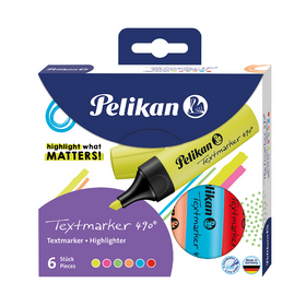 Pochette de 6 surligneurs PELIKAN 490 - Coloris assortis Fluo