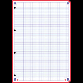 Feuilles Simples COLOR SYSTEM OXFORD # 200 pages A4 perforées - grands carreaux - 5 couleurs de cadres