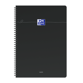 OXFORD Cahier à spirales souples Smart # A4+ - Grands carreaux - 100 pages  - Couverture cartonnée souple - Compatible Scribzee - Noir