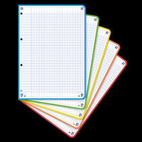 Feuilles Simples COLOR SYSTEM OXFORD # 200 pages A4 perforées - grands carreaux - 5 couleurs de cadres