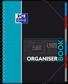 Cahier à spirales ORGANISER BOOK OXFORD # Couverture polypro - 160 pages A4 détachables - petits carreaux