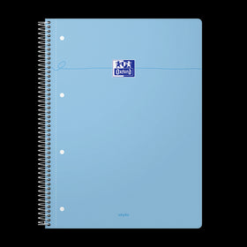 OXFORD Cahier à spirales Smart # A4+ - Grands carreaux - 160 pages détachables - Couverture cartonnée souple - Compatible Scribzee - Bleu pastel