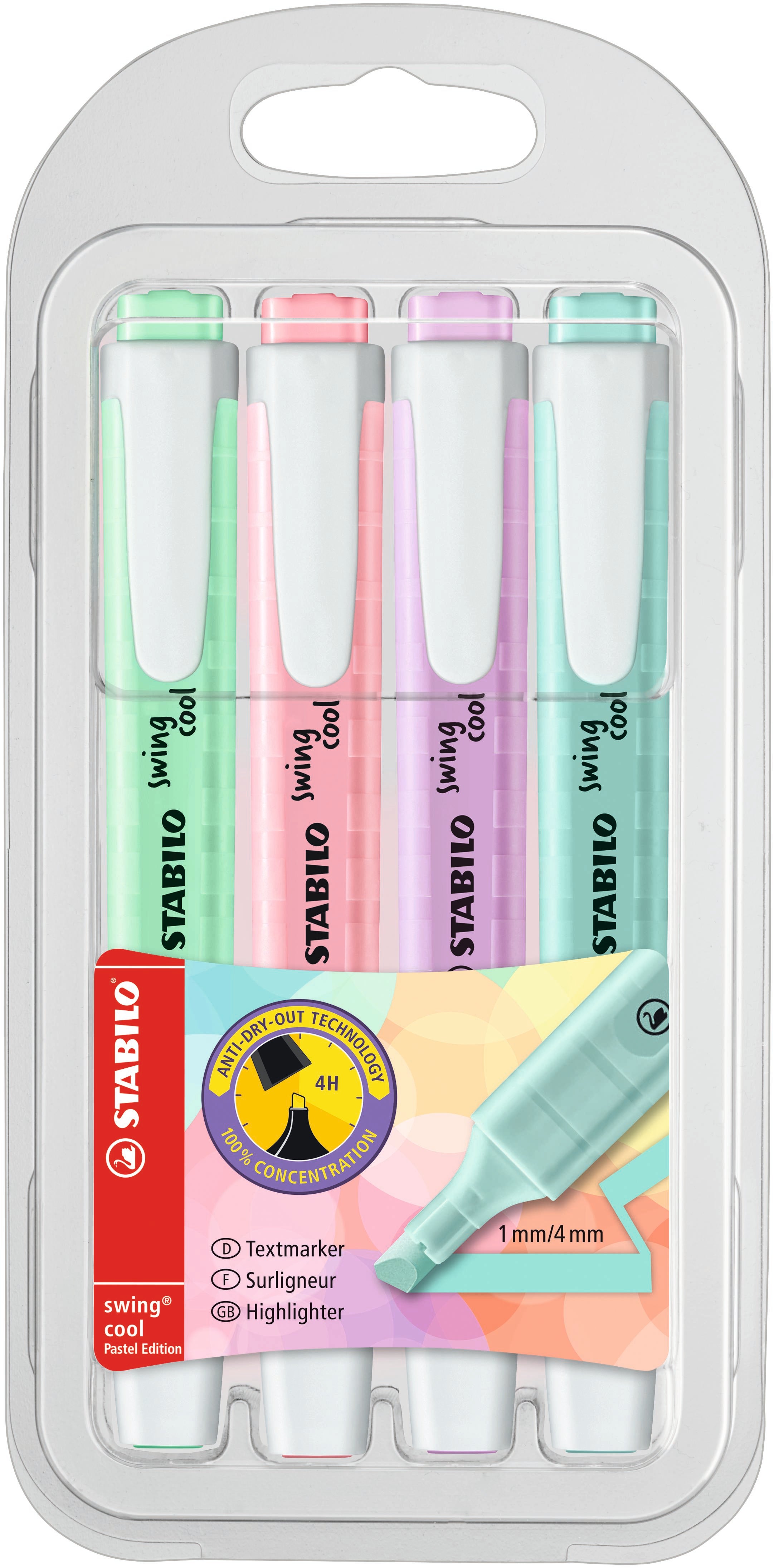 STABILO NAVIGATOR Surligneurs - Pochette De 4 Couleurs Assorties - Encre Liquide Anti-Dessèchement